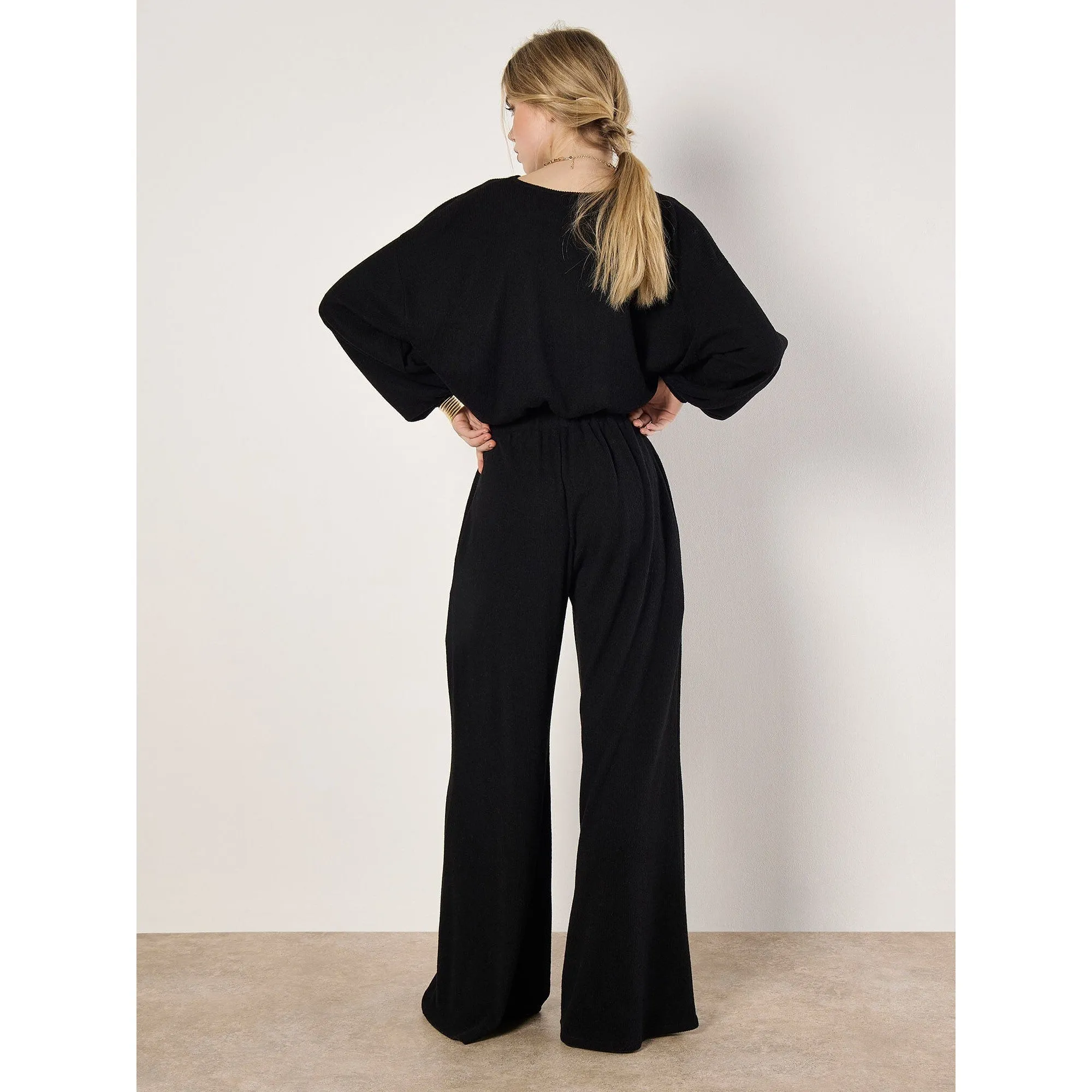 APRICOT SELF RIB WIDE LEG PANT