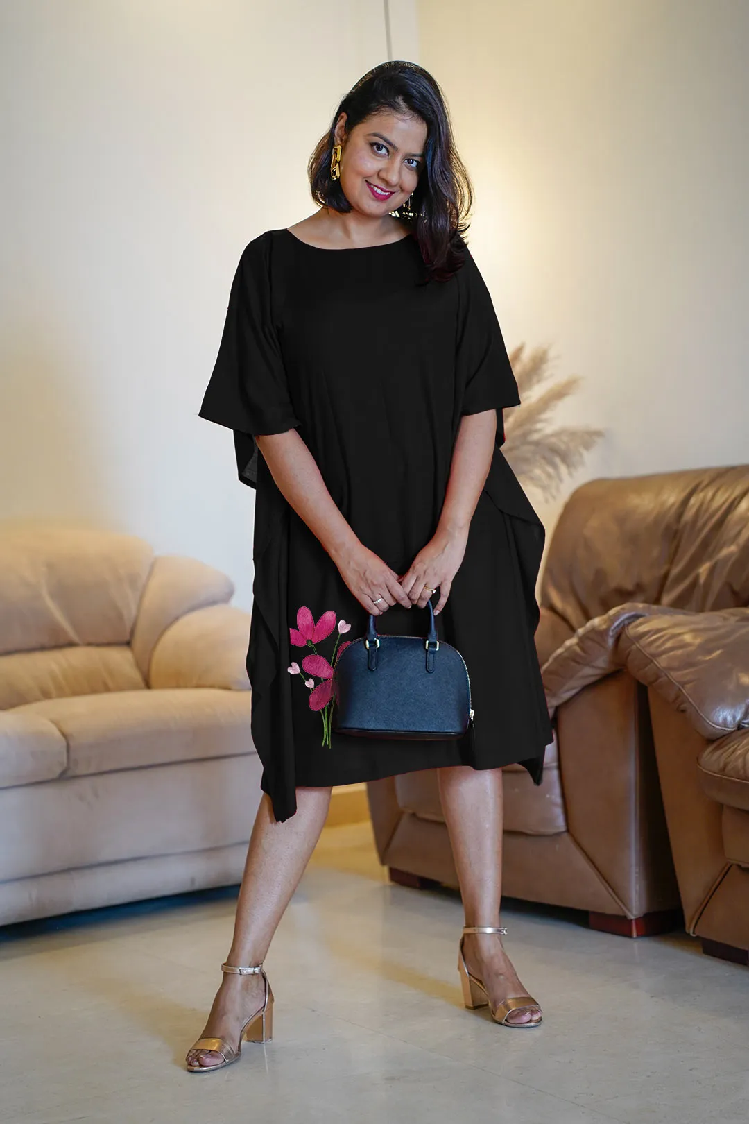 Black Rayon Long-Kaftan - Sassy