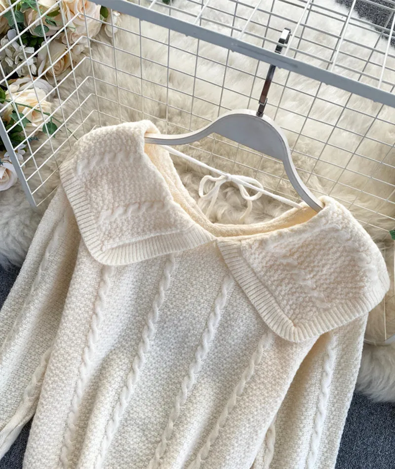 Cute Lapel Sweater Long Sleeve Sweater      S4378