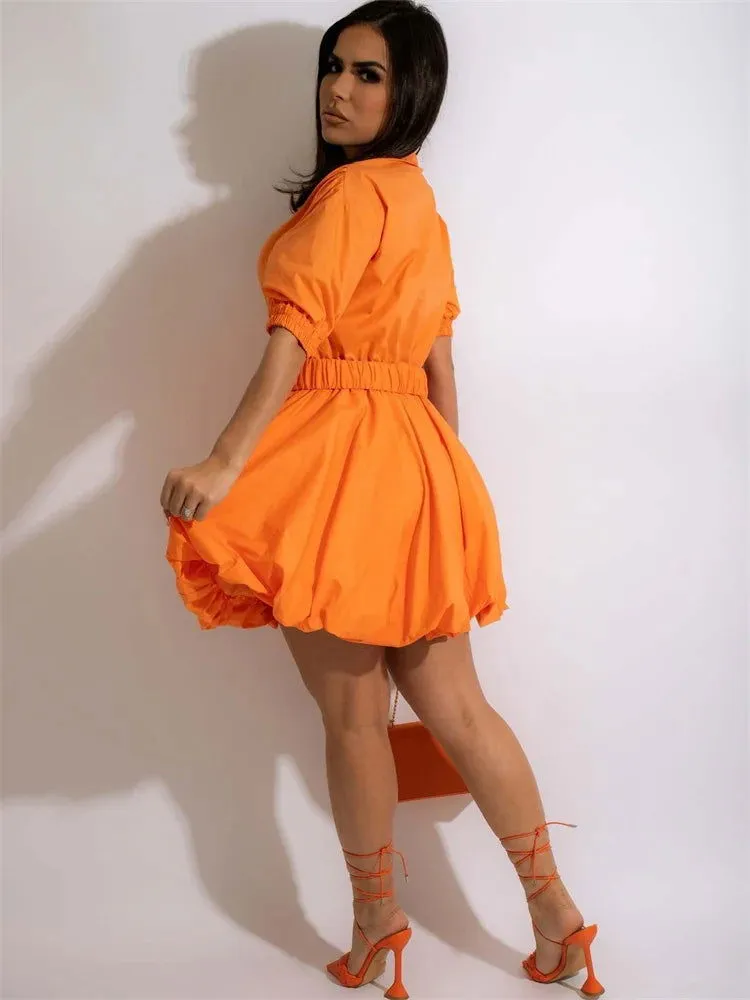 Dollish Baby Doll Deep V-Neck Swinging Bandage Midi Dresses