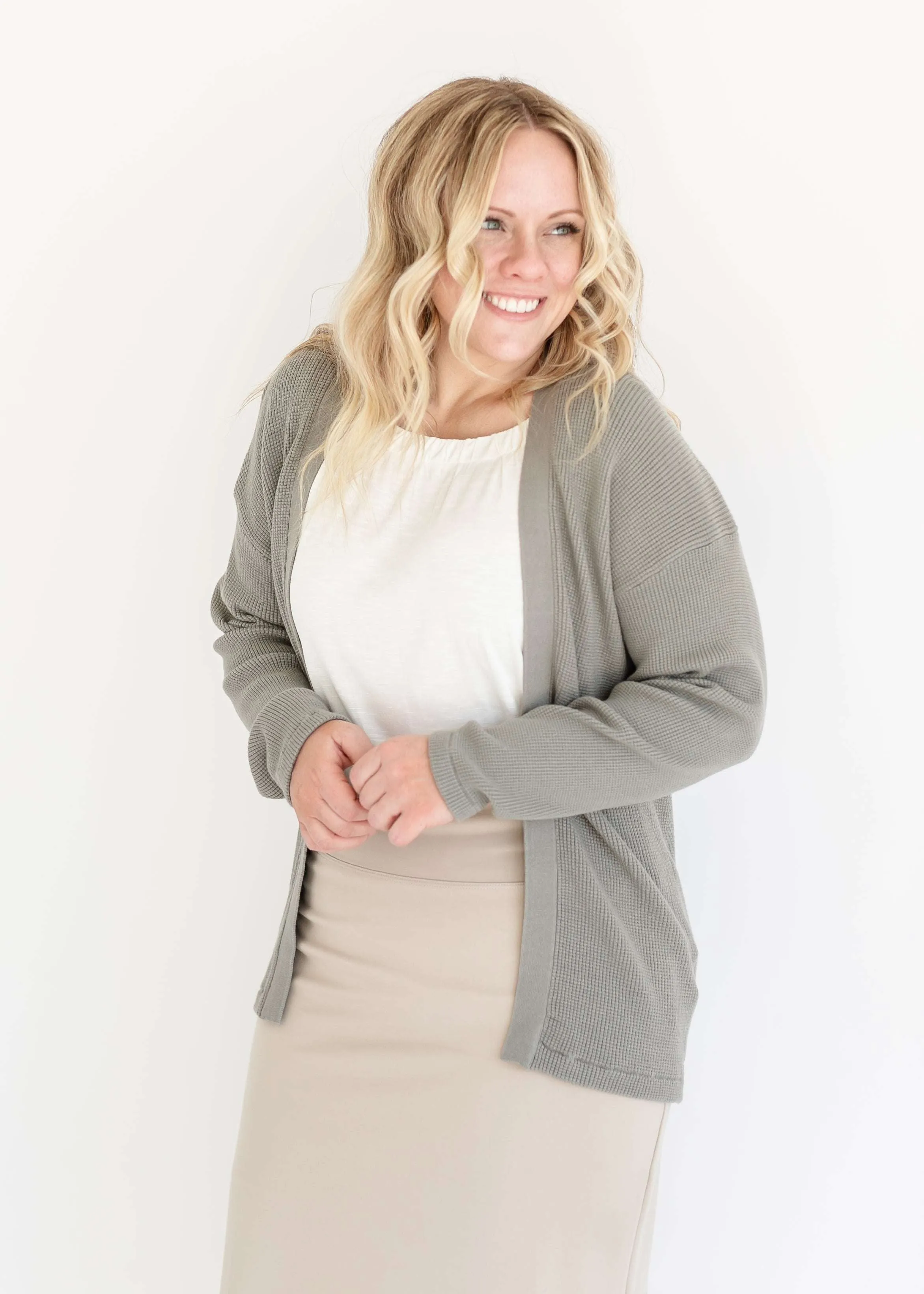 Essential Waffle Knit Cardigan