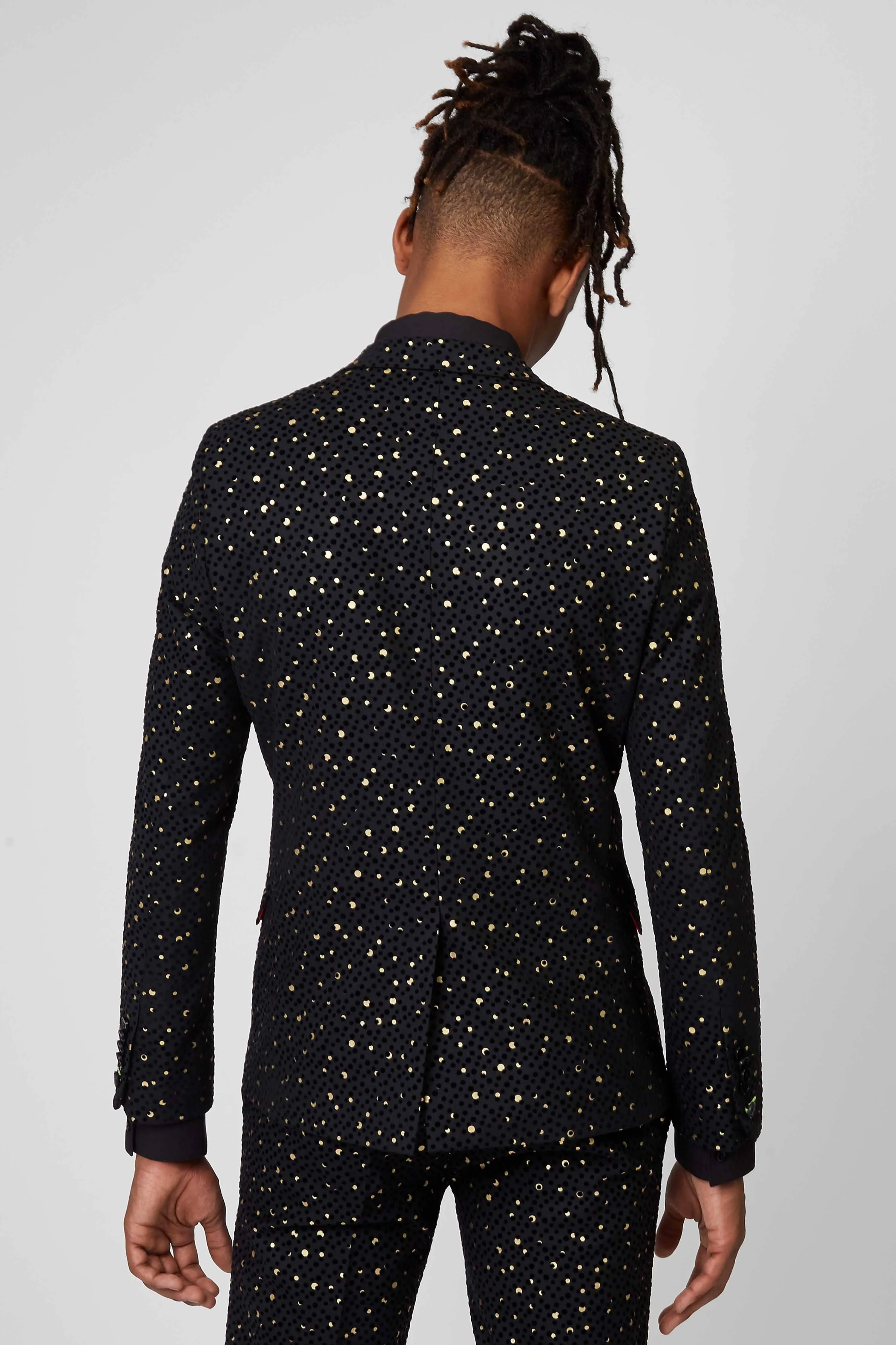 Farrow Skinny Fit Black Polka Dot Tuxedo Jacket