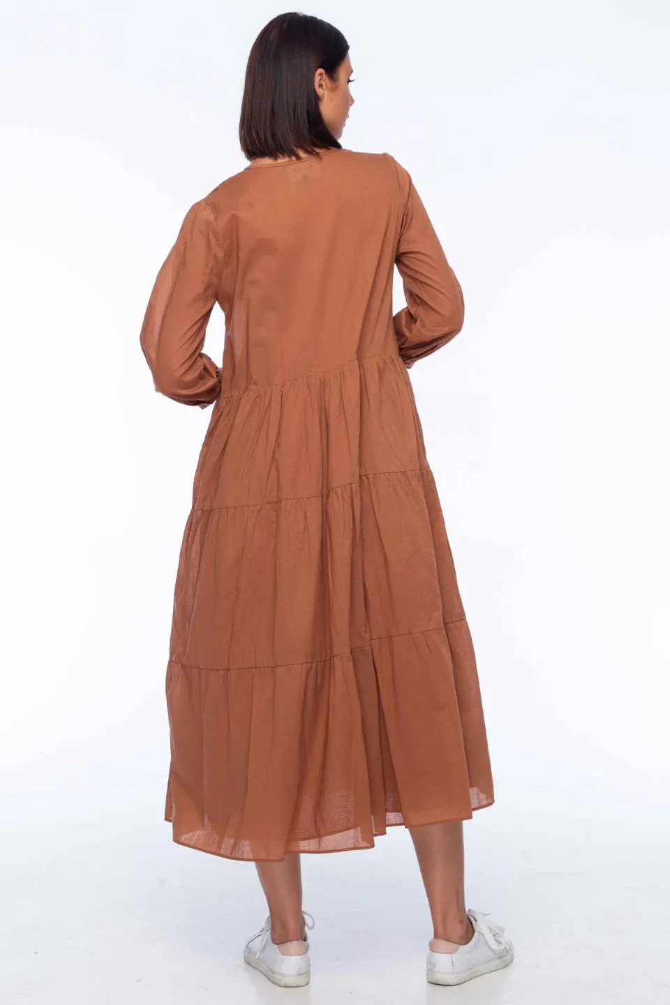 Flora Cocco Cotton Voile LS Tiered Midi Dress