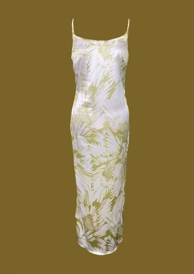 Green, Yellow & White “Mari” Slip Dress