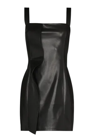 Inara Vegan Leather Peplum Trim Dress