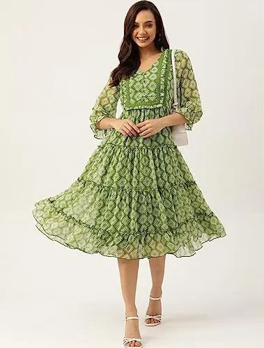 JB Fashion Womens Western Dress - Green, Size XL (Styles 689-690)