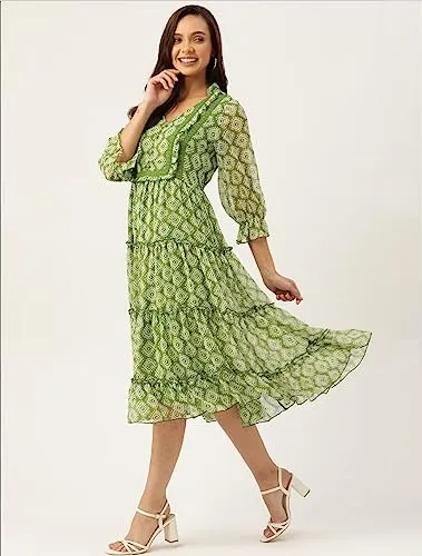 JB Fashion Womens Western Dress - Green, Size XL (Styles 689-690)