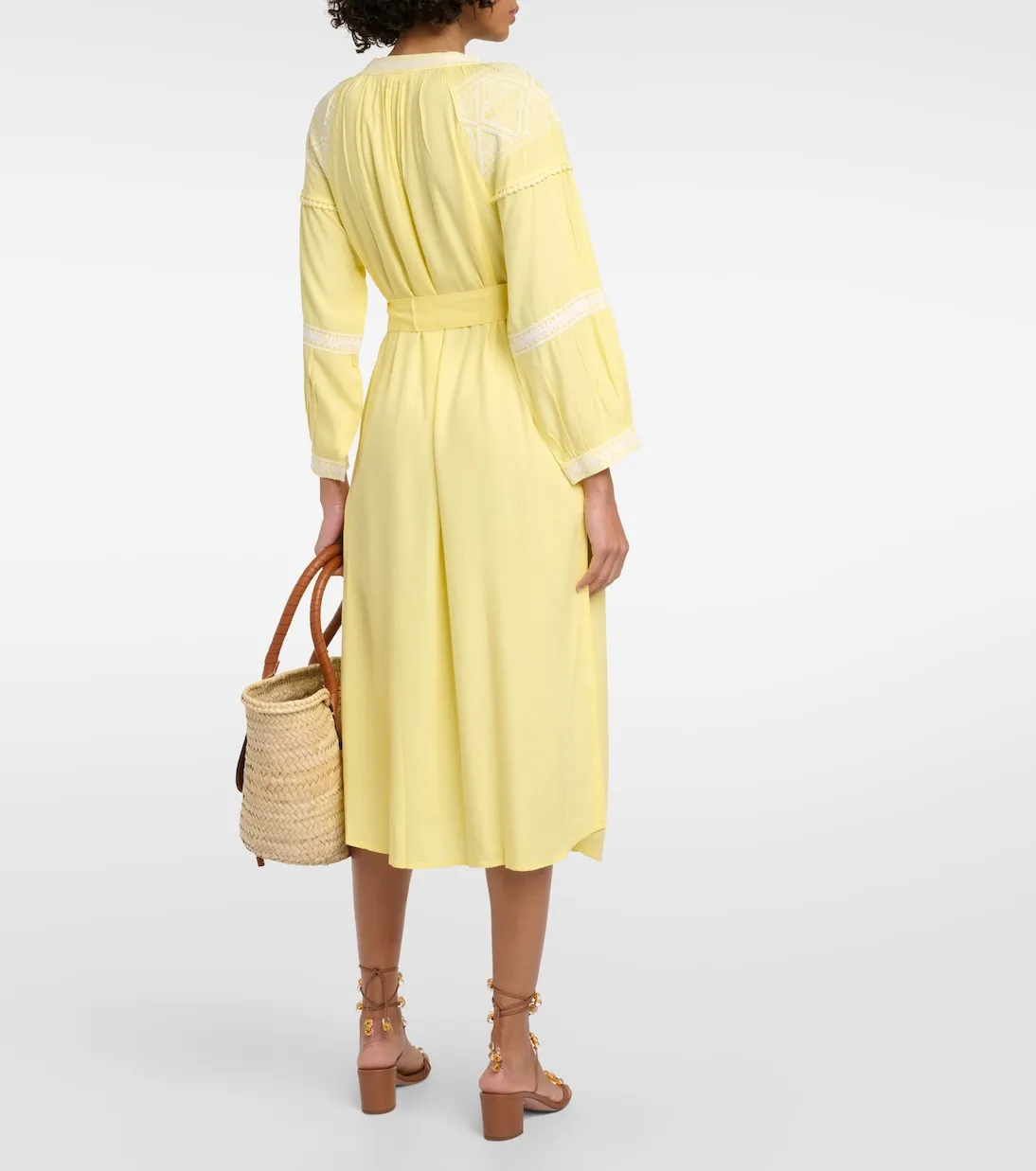 Melissa Odabash embroidered ally midi dress, yellow