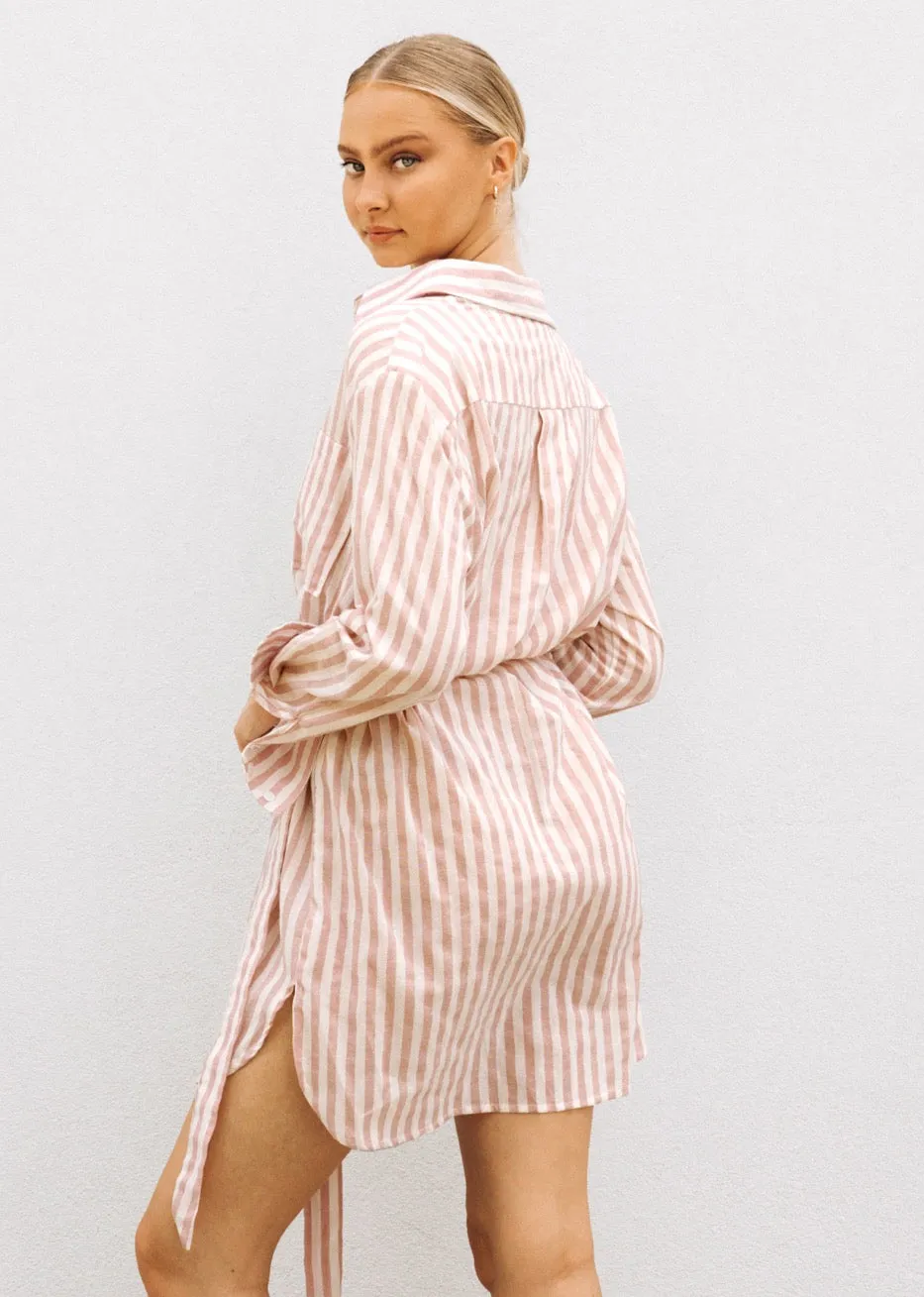Paper Heart - Shirt Dress, Soft Pink Stripe