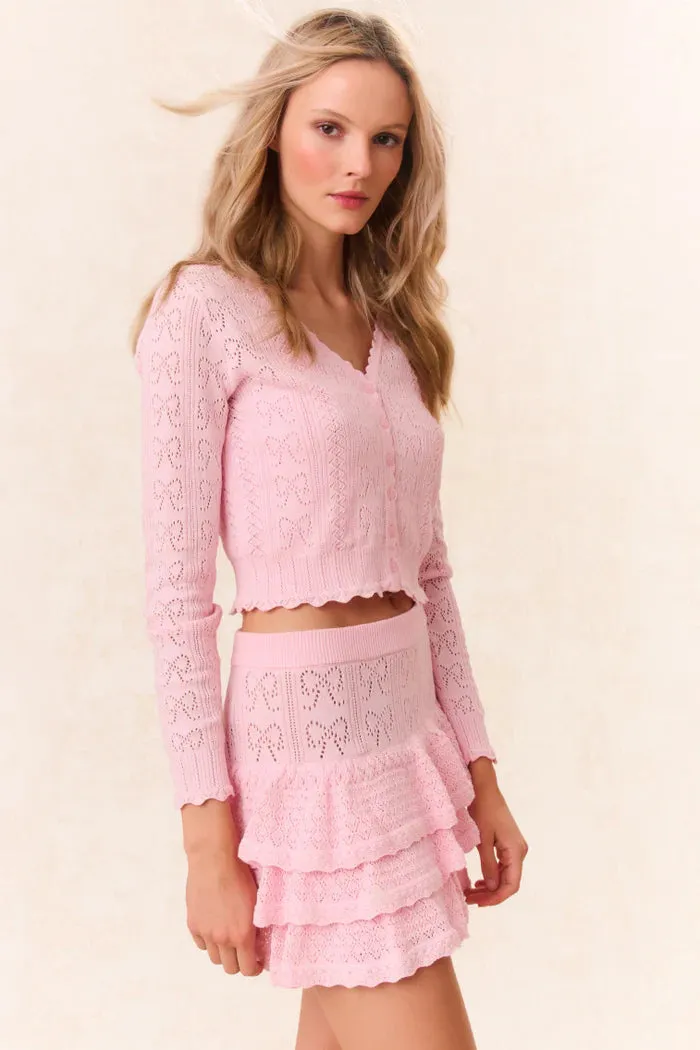 Petra Pointelle Cotton Cardigan - Ballerina Pink [LoveShackFancy]