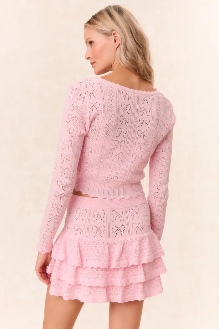Petra Pointelle Cotton Cardigan - Ballerina Pink [LoveShackFancy]