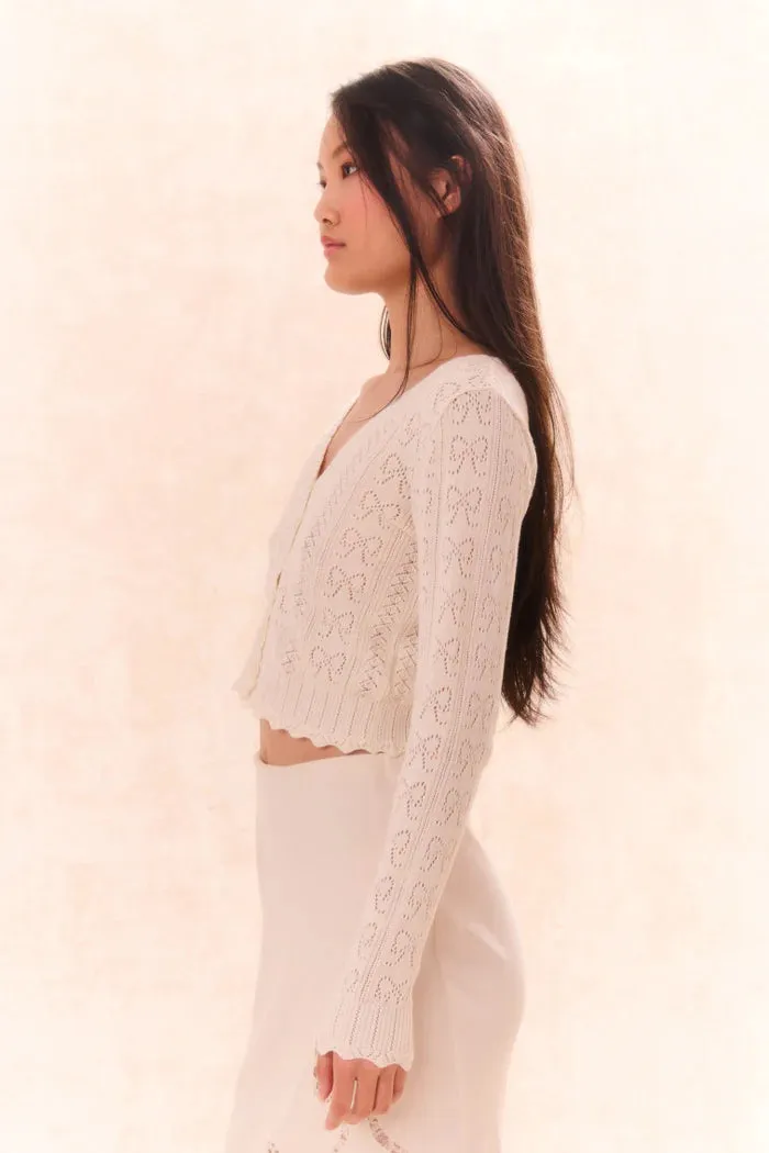 Petra Pointelle Cotton Cardigan- Ivory [LoveShackFancy]
