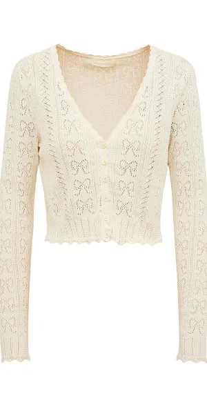 Petra Pointelle Cotton Cardigan- Ivory [LoveShackFancy]