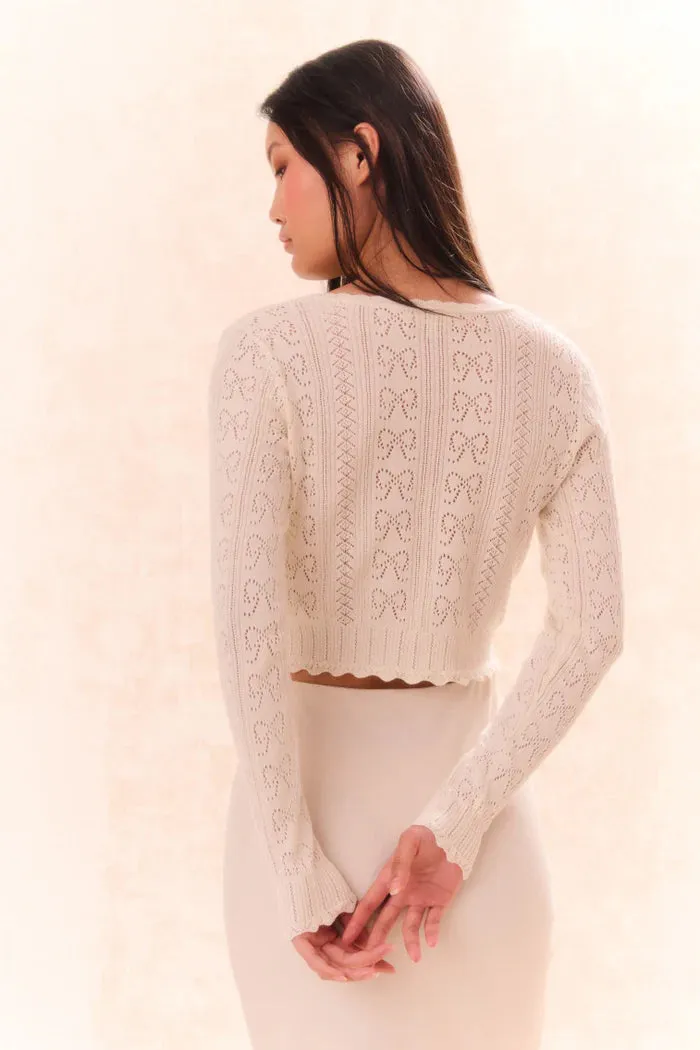 Petra Pointelle Cotton Cardigan- Ivory [LoveShackFancy]