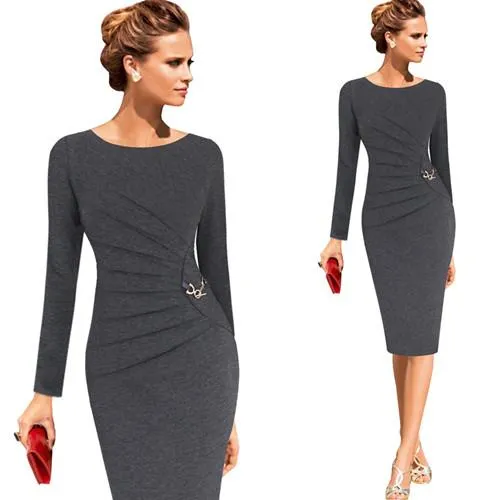 Vfemage Womens Celebrity Elegant Vintage Ruched Pinup Wear To Work Office Business Casual Party Fitted Bodycon Pencil Dress 6136