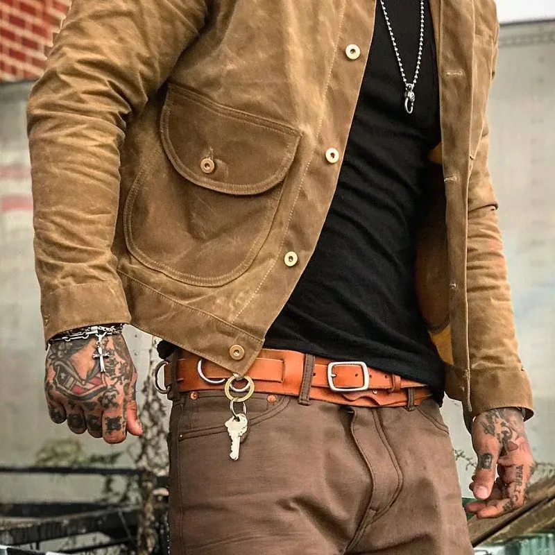 Vintage Men's Classic Waxed Jacket Work Safari Style Coats
